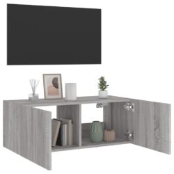 Vegghengt TV-benk med LED grå sonoma 80x35x31 cm