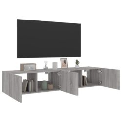 TV-benker med LED-lys 2 stk grå sonoma 80x35x31 cm