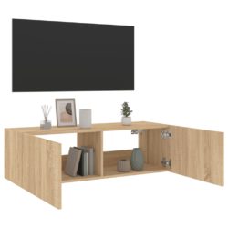 Vegghengt TV-benk med LED sonoma eik 100x35x31 cm