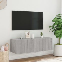 Vegghengt TV-benk med LED grå sonoma 100x35x31 cm