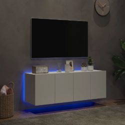 Vegghengte TV-benker med LED 2 stk hvit 60x35x41 cm