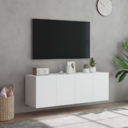 Vegghengte TV-benker med LED 2 stk hvit 60x35x41 cm