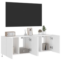 Vegghengte TV-benker med LED 2 stk hvit 60x35x41 cm