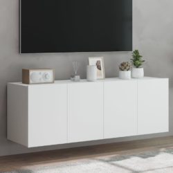 Vegghengte TV-benker med LED 2 stk hvit 60x35x41 cm