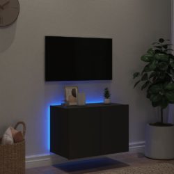 Vegghengt TV-benk med LED svart 60x35x41 cm