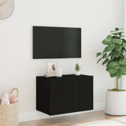 Vegghengt TV-benk med LED svart 60x35x41 cm