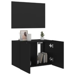 Vegghengt TV-benk med LED svart 60x35x41 cm