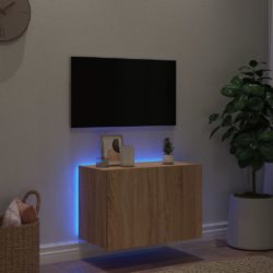 Vegghengt TV-benk med LED sonoma eik 60x35x41 cm