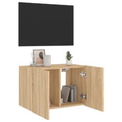 Vegghengt TV-benk med LED sonoma eik 60x35x41 cm