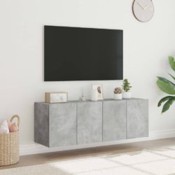 Vegghengte TV-benker med LED-lys 2 stk betonggrå 60x35x41 cm