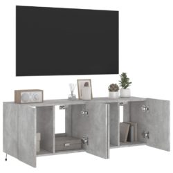 Vegghengte TV-benker med LED-lys 2 stk betonggrå 60x35x41 cm