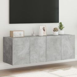 Vegghengte TV-benker med LED-lys 2 stk betonggrå 60x35x41 cm