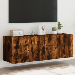 Vegghengte TV-benker med LED-lys 2 stk røkt eik 60x35x41 cm