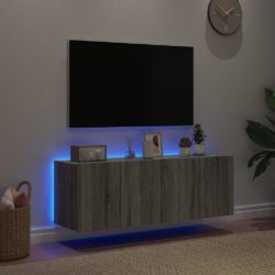 Vegghengte TV-benker med LED 2 stk grå sonoma 60x35x41 cm