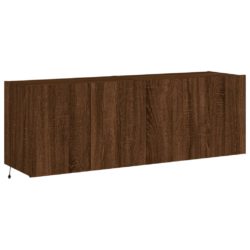 Vegghengte TV-benker med LED 2 stk brun eik 60x35x41 cm