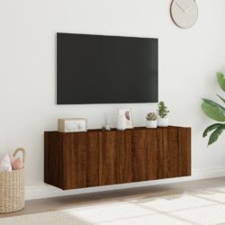 Vegghengte TV-benker med LED 2 stk brun eik 60x35x41 cm