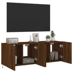 Vegghengte TV-benker med LED 2 stk brun eik 60x35x41 cm