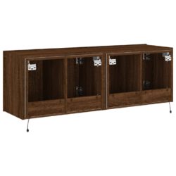 Vegghengte TV-benker med LED 2 stk brun eik 60x35x41 cm