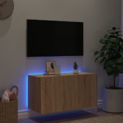 Vegghengt TV-benk med LED sonoma eik 80x35x41 cm