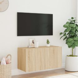 Vegghengt TV-benk med LED sonoma eik 80x35x41 cm