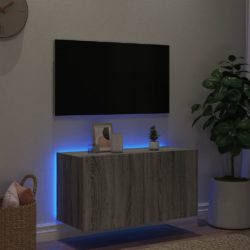 Vegghengt TV-benk med LED grå sonoma 80x35x41 cm