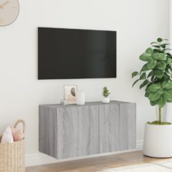 Vegghengt TV-benk med LED grå sonoma 80x35x41 cm