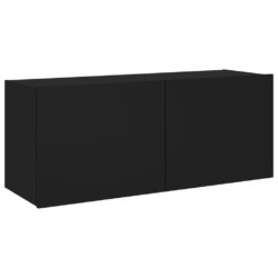 Vegghengt TV-benk med LED svart 100x35x41 cm