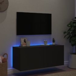 Vegghengt TV-benk med LED svart 100x35x41 cm