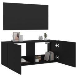 Vegghengt TV-benk med LED svart 100x35x41 cm