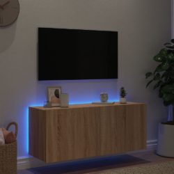 Vegghengt TV-benk med LED sonoma eik 100x35x41 cm