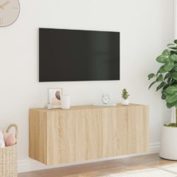 Vegghengt TV-benk med LED sonoma eik 100x35x41 cm