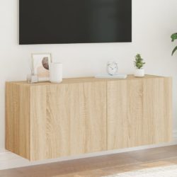 Vegghengt TV-benk med LED sonoma eik 100x35x41 cm