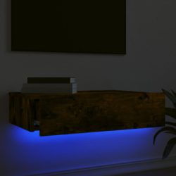 TV-benk med LED-lys røkt eik 60x35x15,5 cm