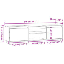 TV-benk svart 140x35x40 cm heltre furu