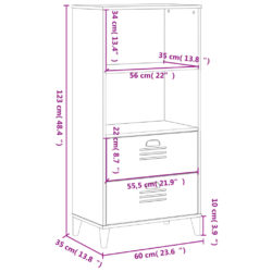 Bokhylle VIKEN svart 60x35x123 cm konstruert tre