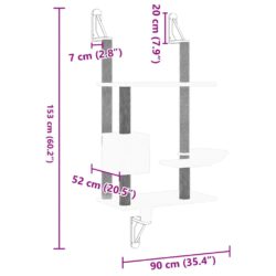 Vegghengt kattetre med klorestolpe kremhvit 153 cm