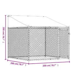 Hundebur med tak og dør grå 2x2x2 m galvanisert stål