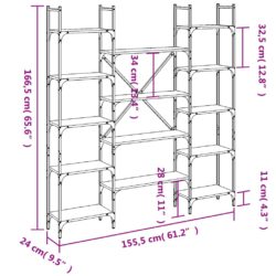 Bokhylle svart 155,5x24x166,5 cm konstruert tre