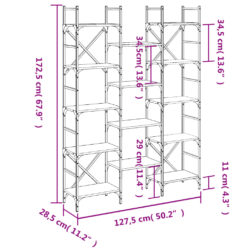 Bokhylle sonoma eik 127,5×28,5×172,5 cm konstruert tre