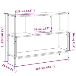 Bokhylle grå sonoma 102x28x77,5 cm konstruert tre