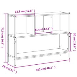 Bokhylle brun eik 102x28x77,5 cm konstruert tre