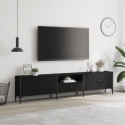 TV-benk med skuff svart 200x25x44 cm konstruert tre