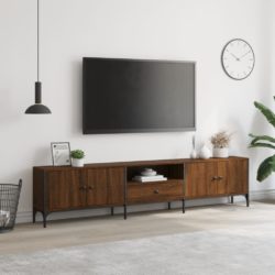 TV-benk med skuff brun eik 200x25x44 cm konstruert tre