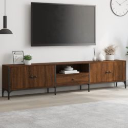 TV-benk med skuff brun eik 200x25x44 cm konstruert tre