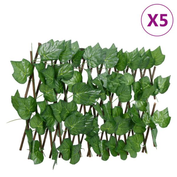 Utvidbart espalier kunstige drueblader grønn 5 stk 180×20 cm