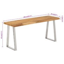 Benk med naturlig kant 105 cm heltre akasie