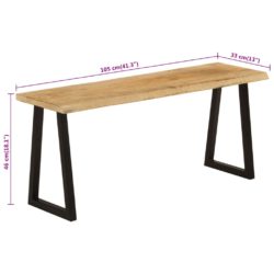 Benk med naturlig kant 105 cm heltre mango