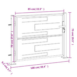 Hageport 100×75 cm rustfritt stål