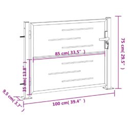 Hageport 100×75 cm rustfritt stål