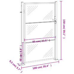 Hageport 100×150 cm rustfritt stål